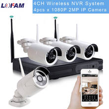 LOFAM-Sistema de videovigilancia inalámbrico, Kit de cámara IP de seguridad, 1080P, 4 canales, NVR, impermeable, WIFI, para interior y exterior 2024 - compra barato