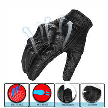 Mulher motocicleta luvas de couro guantes verão & inverno homem equitação dedo cheio moto touchscreen retro luvas para o carro 2024 - compre barato