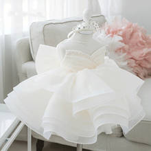 Cute Infant Girl Birthday Dress Big Bow Flower Girl Dresses Princess First Birthday Dress 12M 18M 24M 2024 - buy cheap