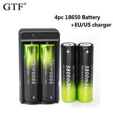 GTF 4pcs 18650 Battery 3.7V 5800mAh Li-ion Rechargeable Battery for Power Bank Torch Flashlight with 18650 Battery Charger EU/US 2024 - buy cheap