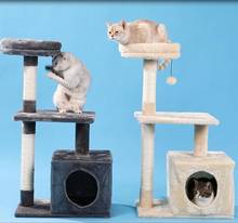 Кошачье дерево с сизалевым покрытием, плюшевые когтеточки, гамак и Кондо, мебель для кошачьей башни-для котят, кошек и домашних животных 2024 - купить недорого