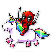 Creatividad 15cm para Deadpool lindo en unicornio ventana pared dormitorio Auto motocicleta portátil coche pegatina calcomanía accesorios para coche 2024 - compra barato