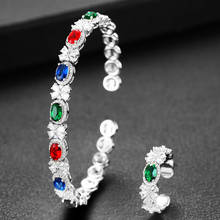 GODKI-Conjunto de pulsera y anillo de circón cúbico para mujer, juego de joyas de boda de cristal CZ Dubai para novia 2024 - compra barato