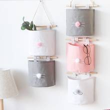 Cartoon Hanging Storage Bag Cotton Linen Wardrobe Hang Bag Wall Pouch Nordic Hanging Organizer Container For Home Decor 2024 - buy cheap