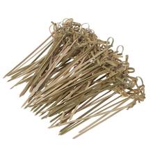 100Pcs Disposable Bamboo Tie Knotted Skewers Twisted Ends Cocktail Food Fruit Picks Fork Sticks Buffet Cupcake Toppers Wedding 2024 - buy cheap