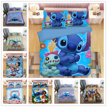 Juego de ropa de cama de Lilo y Stitch, cubierta de edredón para decoración de dormitorio doble, 3D, Disney, para niños, niños y niñas, ropa de cama tamaño King 2024 - compra barato