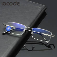 Iboode anti azul ray óculos de leitura das mulheres dos homens metal meia moldura hyperopia presbiopia + 1.0 1.5 2.0 2.5 3.0 3.5 4.0 novo 2024 - compre barato