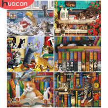 HUACAN 5D Diy Full Drill Diamond Painting Cat Mosaic Book Diamond Embroidery Kitchen Cross Stitch Home Decoration 2024 - buy cheap