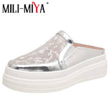 MILI-MIYA Brand Design Bling Sequined Mesh Woman Mules Fish Scales Slides Embroider Flat Platform Sandals Casual Wild Footwear 2024 - buy cheap