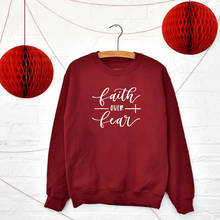 Faith Over Fear funny Christian Sweatshirt pure cotton women Jumper Outfits tumblr unisex art quote casual pullovers top Sweats 2024 - buy cheap