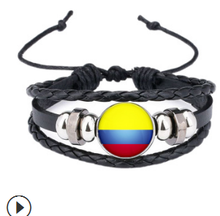 Bracelete do infinito amor colômbia bandeira de couro, charme para mulheres homens meninas pulseiras de contas de vidro presentes da amizade 2024 - compre barato