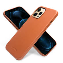 QIALINO-Funda de cuero genuino para iPhone 12 Pro Max, cubierta trasera Ultra fina para iPhone 12 Mini 2024 - compra barato