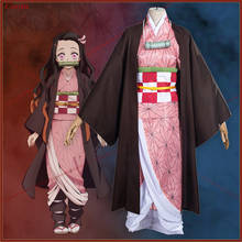 New Arrival Anime Demon Slayer Kamado Nezuko Cosplay Costume Fashion Japanese Kimono Halloween Party Role Play Clothing XS-XL 2024 - buy cheap