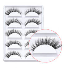 ICYCHEER 5 Pairs 3D Natural Long Black Hand Made False Eyelash 1cm-1.5cm Winged Full Strip Lashes Synthetic Hair Mix Eyelashes 2024 - buy cheap