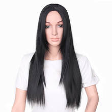 Synthetic Hair Wigs for Women Long black Straight Lady Wig Black Color Heat Resistant Fiber Middle Part  Pelucas Female 2024 - buy cheap