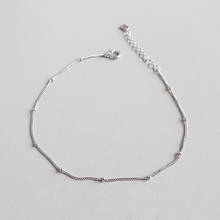 Korean S925 Sterling Silver Simple Thin Cross-chain Thin Round Beads Anklet Foot Ornaments Student Female Silver Jewelry 2024 - buy cheap