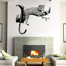Personality Cheetahs In Tree 3D Wall Stickers Individual Living Room Decoration Leopard Wallpaper Sticker Home Cheetah Print 2024 - buy cheap