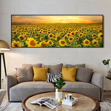 Sunflower Field Landscape Oil Painting Printed On Canvas Poster Bedroom Decor Modern Wall Art No Frame Picture Home Decoration 2024 - buy cheap