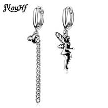 JYouHF Vintage Fairy Angel Flower Asymmetric Silver Plated Drop Earrings for Women Female Long Chain Earrings Fashion Jewelry 2024 - buy cheap