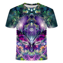 Новинка 2021, летняя Стильная мужская футболка, красочная Мужская/женская футболка с психоделическим 3D цветочным принтом Галактики, повседневные футболки в стиле хип-хоп 2024 - купить недорого