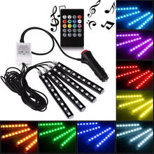 Car RGB LED Music Voice Sound Control Car Interior Decorative Atmosphere Auto RGB Pathway Floor Light Strip Remote Control 12V 2024 - buy cheap