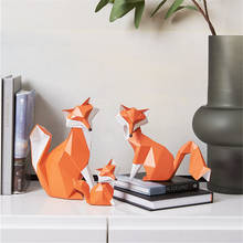 Estatuilla de zorro naranja moderna y sencilla, decoración de Animal para el hogar, sala de estar, oficina, artesanías decorativas geométricas de resina, regalo de casa 2024 - compra barato