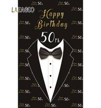 Laeacco Vinyl Background Happy 50 60th Birthday Party Tie Suit Celebration Poster Portrait Photo Backdrop Photocall Photo Studio 2024 - buy cheap