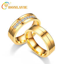 Кольца из нержавеющей стали для женщин и мужчин, обручальные кольца золотого цвета, бриллианты, 6 мм, размеры от 5 до 13 2024 - купить недорого