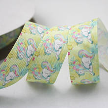 Cartoon yellow unicorn printed grosgrain ribbon 9-75mm DIY handmade materials christmas wedding gift wrap tape ribbons 2024 - buy cheap