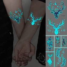 Blue Luminous Glow Tattoo Sticker Deer Glowing Snake Waterproof Temporary Tatoo Wrist Fake Tatto For Body Art Women Men 2024 - buy cheap