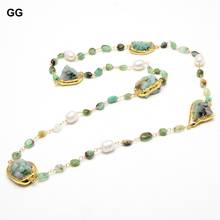 GuaiGuai-Cadena de crisoprás verde para mujer, joyería de perla blanca verde, Esmeralda, chapado en oro, collar llamativo 2024 - compra barato