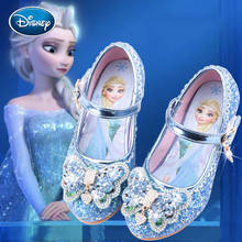 Disney-zapatos de princesa de cristal para niñas, calzado individual de Frozen Aisha Sophia, pasarela, tacón alto 2024 - compra barato