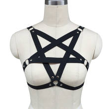 Exy Lencería pentagrama bondage para mujer, arnés sexy para el cuerpo, negro, gótico, Harajuku, pentagrama, ropa rave, sujetador bondag 2024 - compra barato