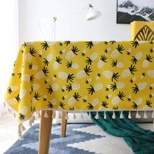 Mantel Rectangular con estampado de piña amarilla para comedor, decoración del hogar, cubierta de Mesa con borla, Mantel de lino y algodón 2024 - compra barato