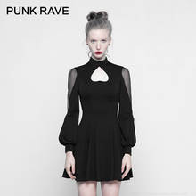 PUNK RAVE Women's Gothic Daily Peach Heart Design Sexy Long Sleeve Dresses A-Line Party Club Girl Dress 2024 - buy cheap