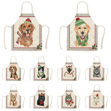 Christmas Cute Dog Cat Kitchen Aprons Unisex Dinner Party Cooking Bib Funny Pinafore Cleaning Apron WQL903 2024 - buy cheap