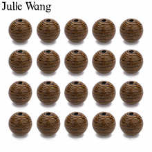 Julie Wang-Cuentas de madera de 6,5/8,5/10/12mm, espaciador de bolas de madera a rayas redondas, pulsera, collar, Accesorio para hacer joyas, 50 Uds. 2024 - compra barato