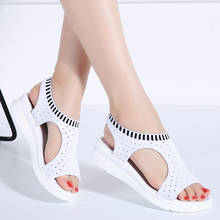 Summer Women Sandals Plus size 35-42 Wedge Breathable Mesh Shoes Female Peep Toe Ladies Solid Slip-on Comfortable Shoes Ladies 2024 - buy cheap