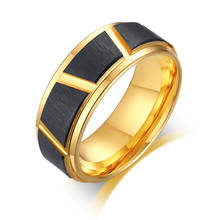 Высокое качество вольфрамовое стальное кольцо мужское Золотое-черное кольцо 8 мм ширина мужское кольцо 2024 - купить недорого