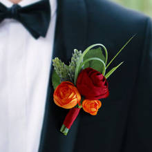 5 unids/lote boda botonier para novio padrino de tela ramillete flor Artificial de parte de las mujeres de los hombres traje de broche 2024 - compra barato