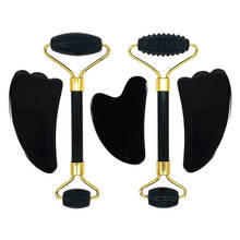 Black Obsidian Jade Roller Face massager Gua sha scraper Natural Gouache Stone Face Roller Gouache scraper Guasha Massage Tools 2024 - buy cheap