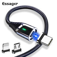 Магнитный usb-кабель Essager 3A для быстрой зарядки Micro USB Type C, магнитное зарядное устройство USBC Type-C, шнур для передачи данных для iPhone 12 Xiaomi mi 2024 - купить недорого