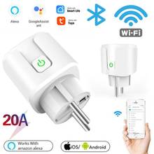 Tomada inteligente wi-fi de controle remoto, 1 a 5 peças, plugue ue 20a, tomada de estatística de energia, funciona com alexa, google home, tuya 2024 - compre barato