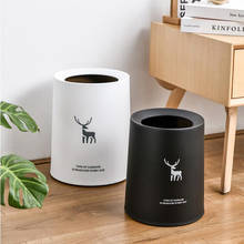 Deer Pattern Double Barrel Trash Can Europe Simple Paper Baskets Kitchen Bathroom Poubelle Living Room Table Japanese Waste Bin 2024 - buy cheap