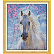 Everlasting Love White Horse (2) Chinese Cross Stitch Kits Ecological Cotton Stamped Printed  DIY New Year Decorations For Home 2024 - buy cheap