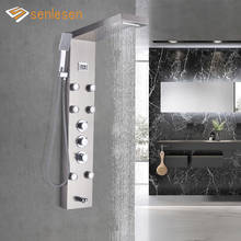 Senlesen-Panel de ducha termostático de níquel cepillado, diseño de moda, montado en la pared con chorros de masaje 2024 - compra barato