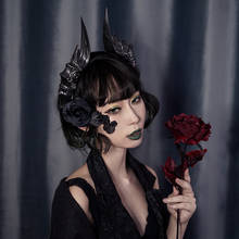 Tiara gótica steampunk má para cabeça, para fotografia de festa de halloween, buzinas e cabeça para lolita 2024 - compre barato