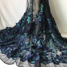 Женская кружевная ткань для платья, с вышивкой в виде бабочек 2024 - купить недорого