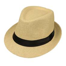 Sombrero de paja de playa para niños y niñas, sombrero de paja de Jazz, Panamá, Trilby, Gángster, gorra transpirable para exteriores, XXFE 2024 - compra barato