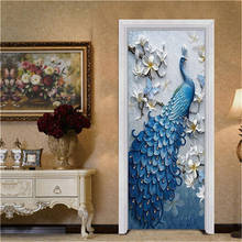 3D Peacock Door Stickers Home Decor Removable Wallpapers DIY Self-adhesive Waterproof Mural Decals Living Room Bedroom Posters 2024 - buy cheap